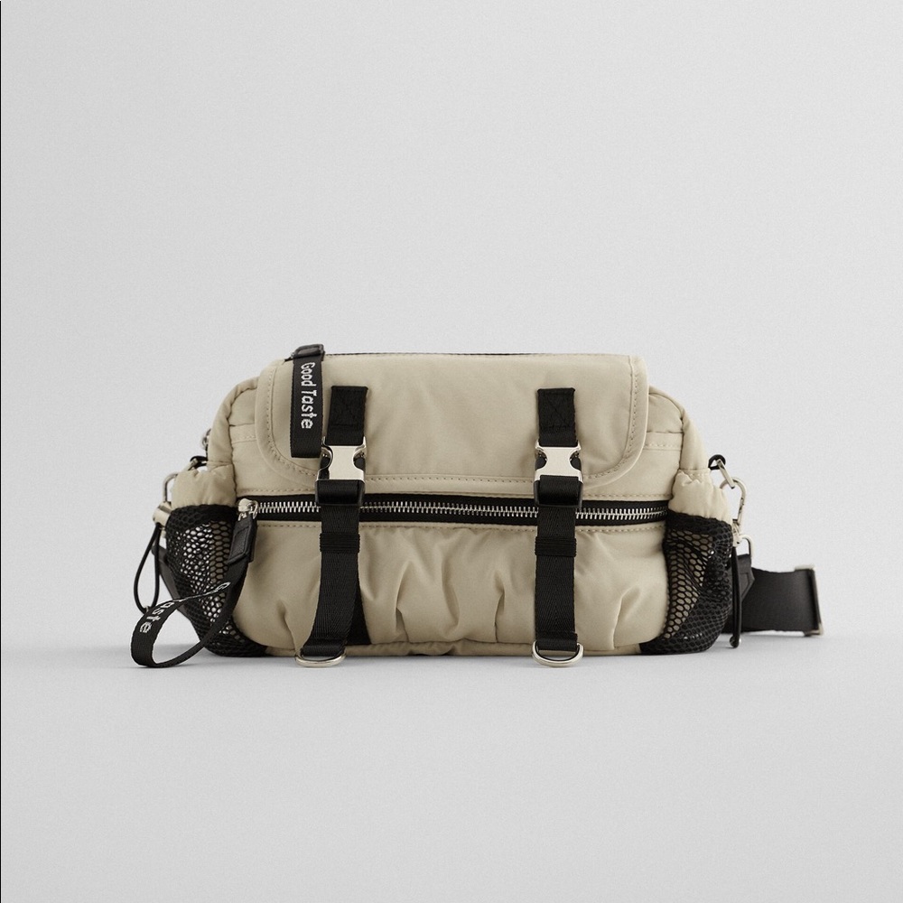 ZARA TEXT PULL TAB CROSSBODY BAG